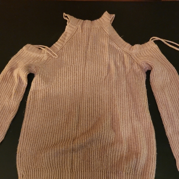 Stylish Off-the-Shoulder Tan Sweater - Picture 7 of 10